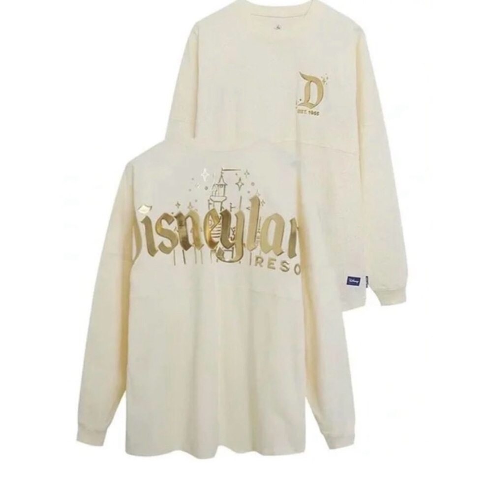 Disneyland Resort Cream Long Sleeve Shirt with Gold Lettering